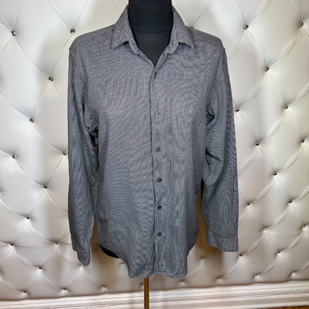 Calvin Klein Men's Black And Gray Checkered Shirt Size 18